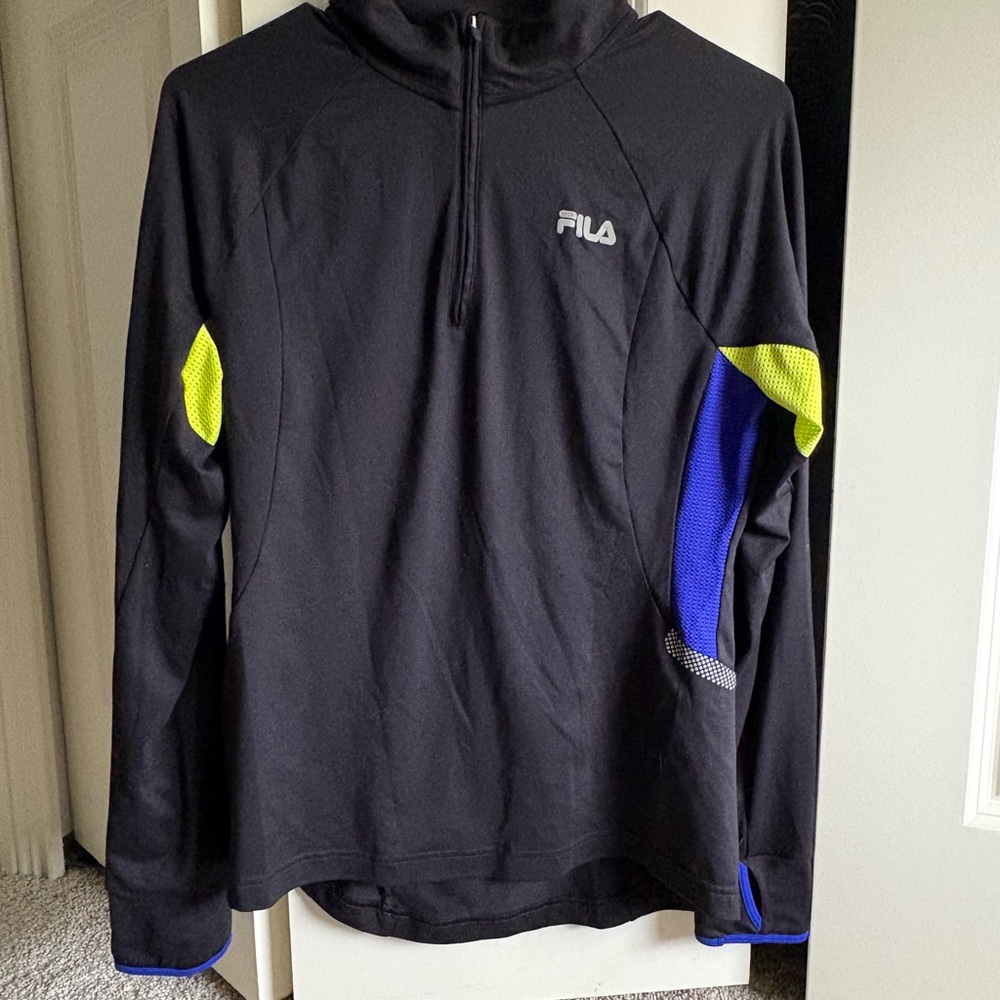 Fila Black Pullover with Blue and Yellow Accents